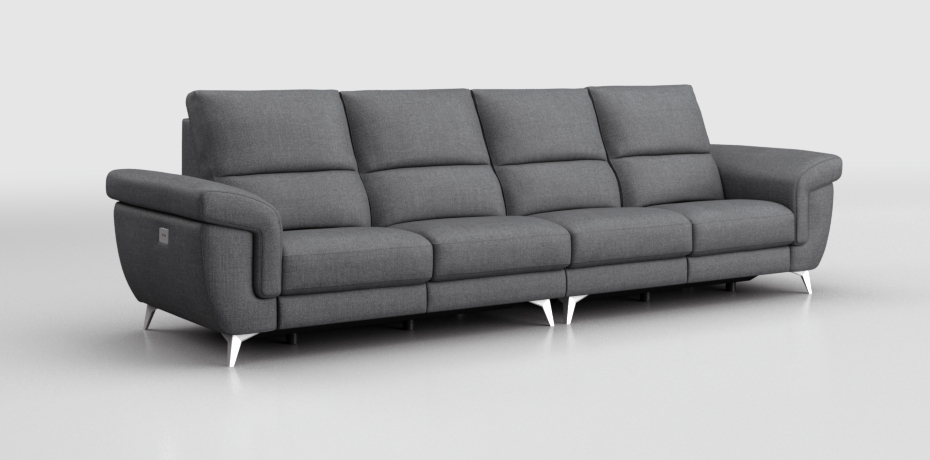 Liano - divano lineare grande con 2 relax elettrici